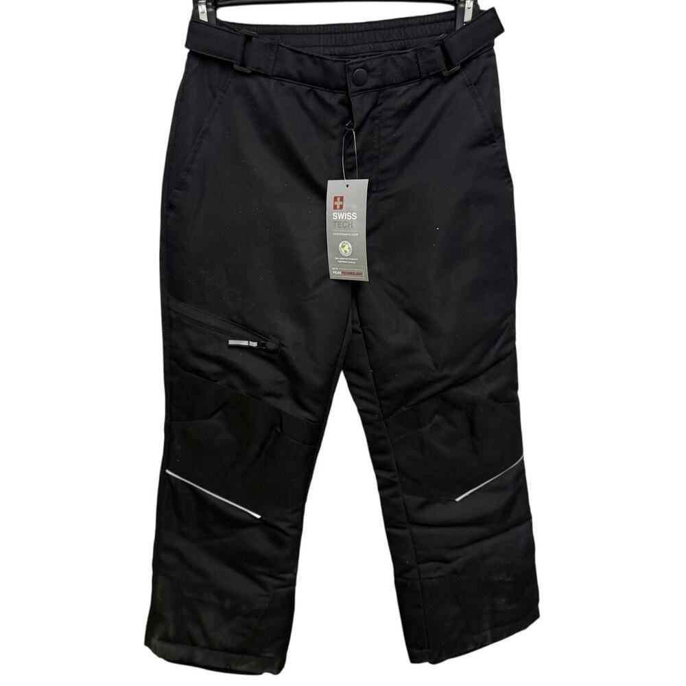 NEW SwissTech Medium 8 snow pants winter ski insulated black Boy Girl pocket kid